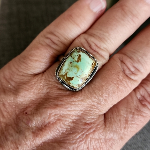 Rare NWOT Native American Navajo  Australian Variscite & Sterling Ring 💍 💚 - Picture 9 of 17